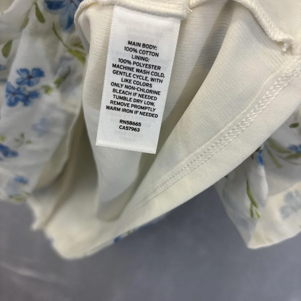 BP. Floral Milkmaid Sundress Womens Medium M White Blue Puff Sleeve Lightweight‎